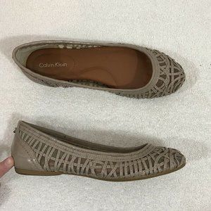Calvin Klein Idella tan slip on flats - womens 5.5